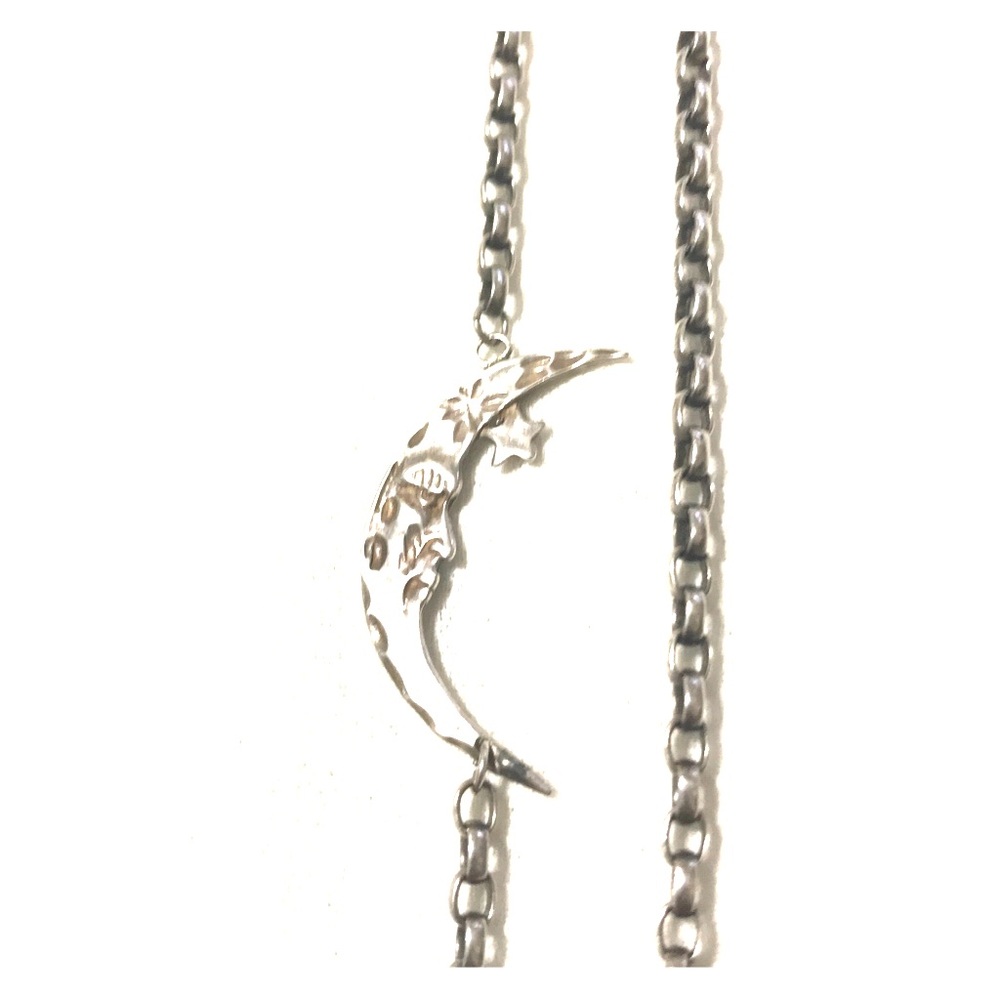 Rare Vintage Sterling watch Fob with Moon